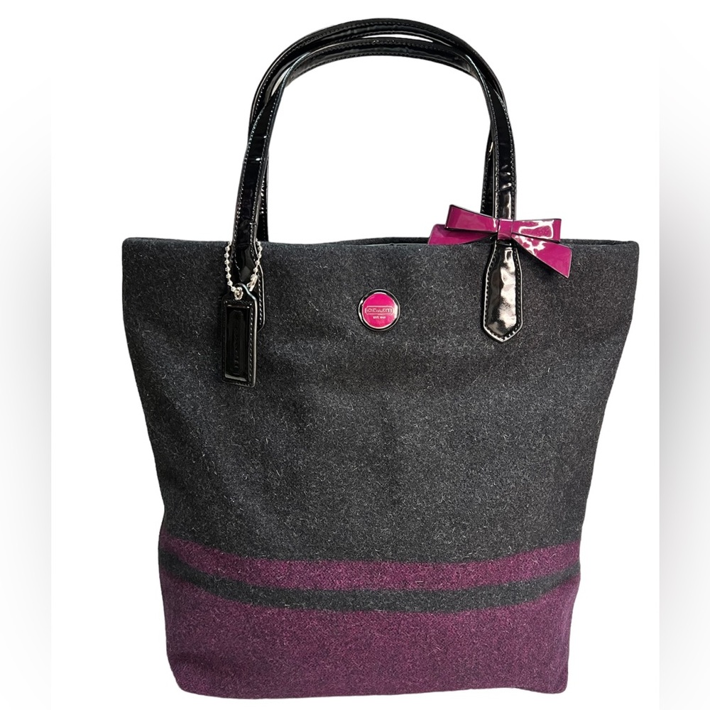 Coach Signature Stripe Wool Tote